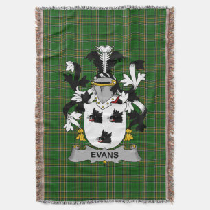 Irish Evans Coat of Arms Family Crest Ireland Throw Blanket