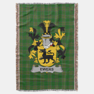  Irish Ewers Coat of Arms Family Crest Ireland Throw Blanket