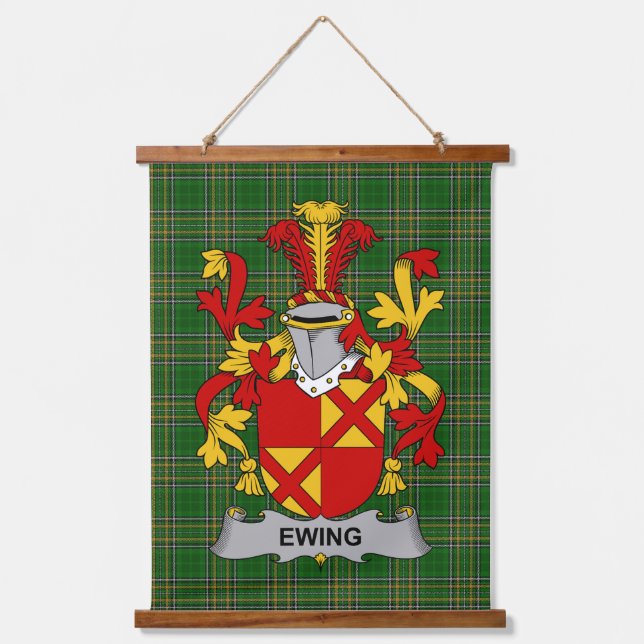 Irish Ewing Coat of Arms Family Crest Hanging Tapestry (Front)
