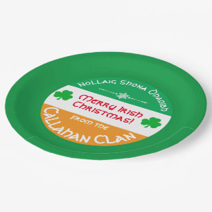 Irish Family Christmas Party Nollaig Shona Dhaoibh Paper Plate