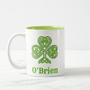 Irish Family Name Celtic Heritage Shamrock Two-Tone Coffee Mug