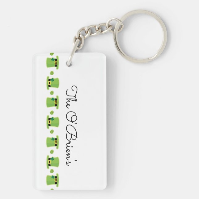 Irish Family NAME Shamrock Green Ireland Hat  Key Ring (Back)
