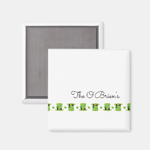 Irish Family NAME Shamrocks Green Hats Magnet