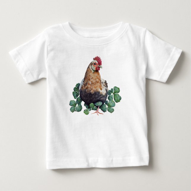 Irish Farmhouse | Cute Rooster in Clover Baby T-Shirt (Front)