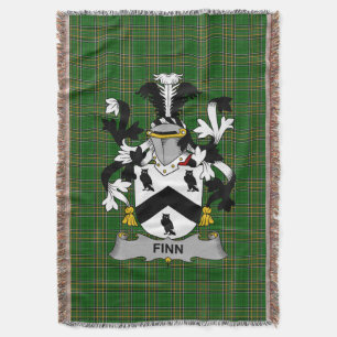 Irish Finn or O_Finn Coat of Arms Family Crest Ir Throw Blanket