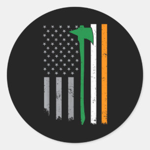 Irish Firefighter American Flag Cool St Patricks D Classic Round Sticker