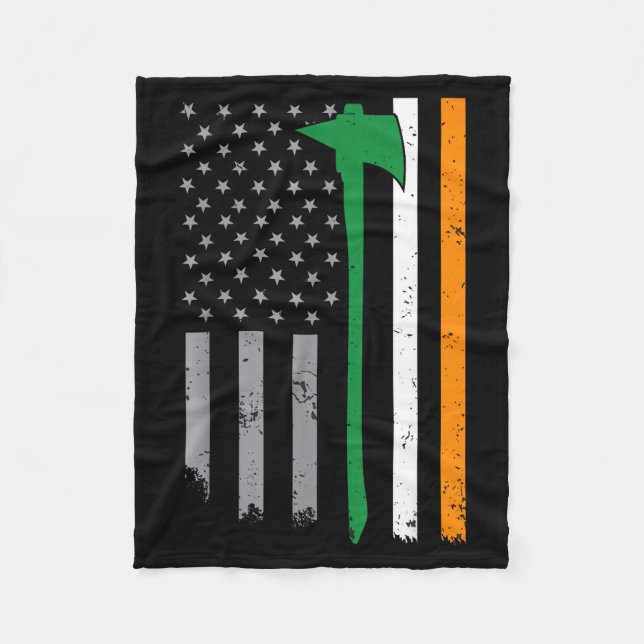 Irish Firefighter American Flag Cool St Patricks D Fleece Blanket (Front)