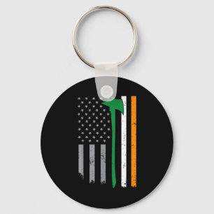 Irish Firefighter American Flag Cool St Patricks D Key Ring