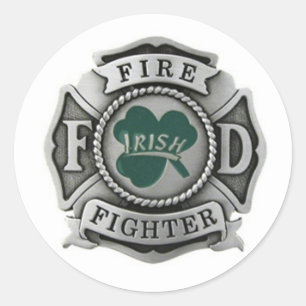 Irish Firefighter Badge Classic Round Sticker