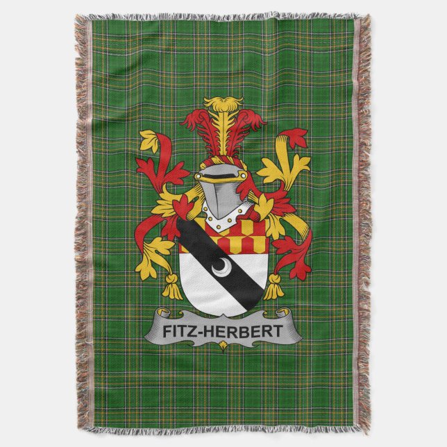 Irish Fitz-Herbert Coat of Arms Family Crest Irel Throw Blanket (Front Vertical)