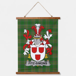 Irish Fitz-Simons Coat of Arms Family Crest Hanging Tapestry