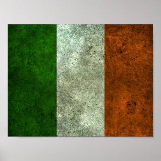 Irish Flag Aged Steel Effect Poster