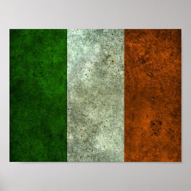 Irish Flag Aged Steel Effect Poster (Front)