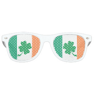 Irish Flag and 4 Leaf Clover Retro Sunglasses