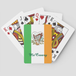 Irish flag and Vintage Harp and Shamrock Custom Playing Cards