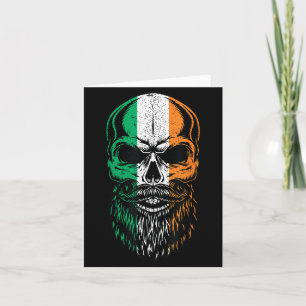 Irish Flag Bearded Skull Head Saint Patrick's Day Card