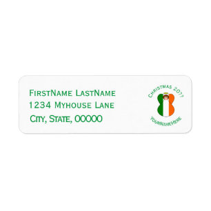 Irish Flag Christmas Angel Personalised Return Address Label