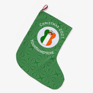 Irish Flag Christmas Angel Year Name Large Christmas Stocking