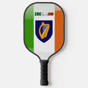 Irish flag-coat of arms pickleball paddle
