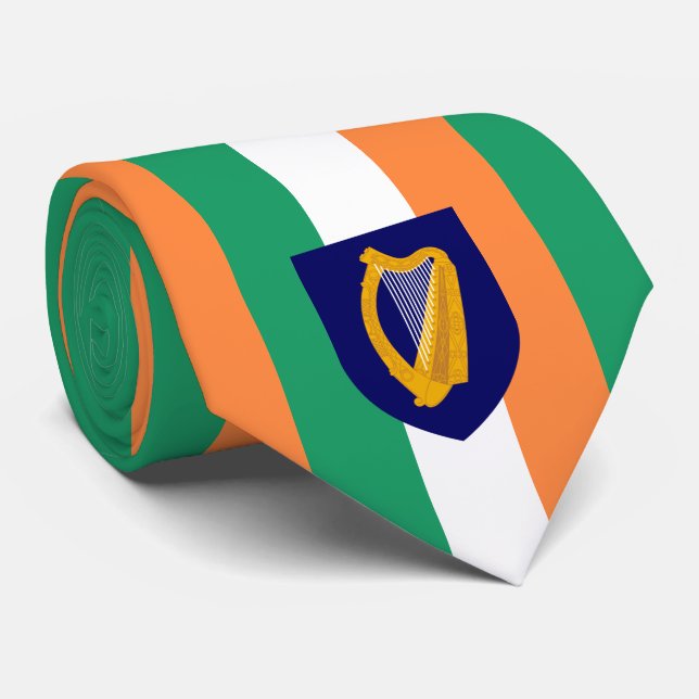 Irish Flag & Coat of Arms, Republic of Ireland Tie (Rolled)