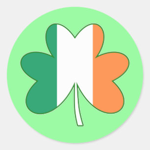 Irish Flag Colour Shamrock Classic Round Sticker