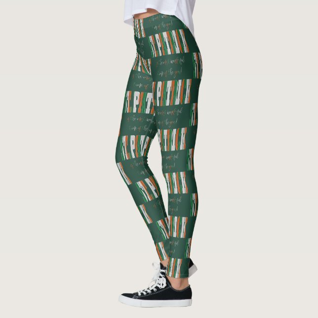 Irish Flag Colours in Text St. Patrick Leggings (Left)