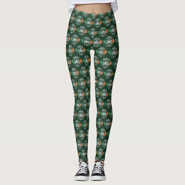 Irish Flag Colours Made in Ireland St. Patrick Leggings (Front)