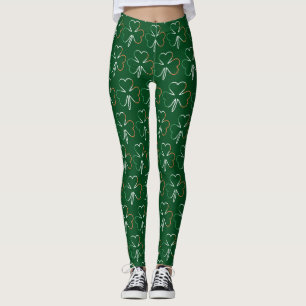 Irish Flag Colours Shamrocks Clovers St. Patrick L Leggings