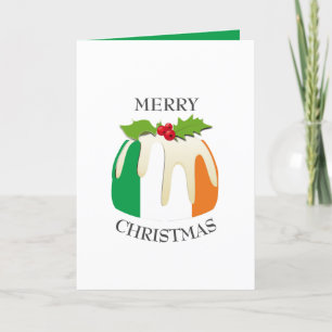 IRISH FLAG   Festive Plum Pudding   Christmas Holiday Card