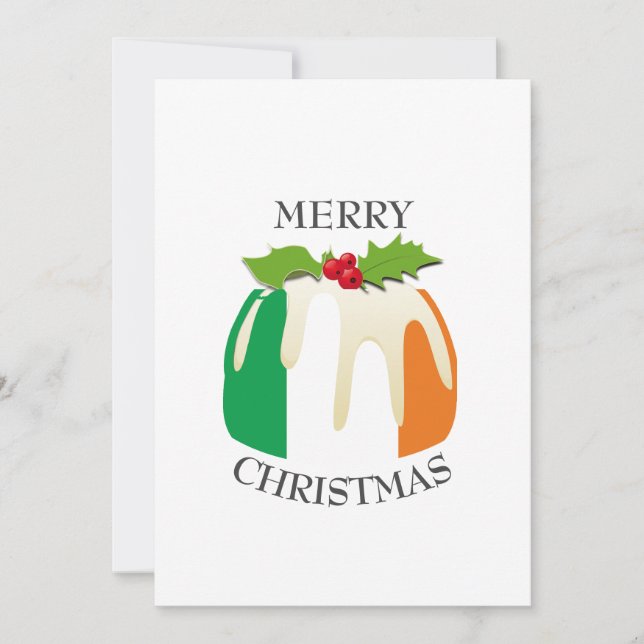 IRISH FLAG | Festive Plum Pudding | Christmas Holiday Card (Front)