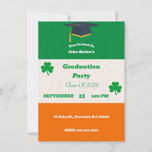 Irish Flag Graduation Party Invitation (Front)
