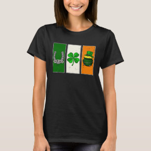Irish Flag Green White Orange Horseshoe Leprechaun T-Shirt