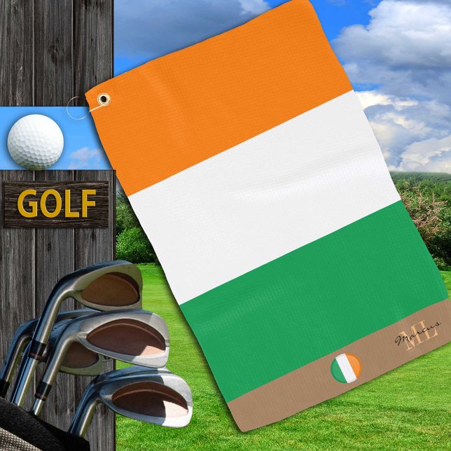Irish flag & Ireland monogrammed Golf Towel (Creator Uploaded)