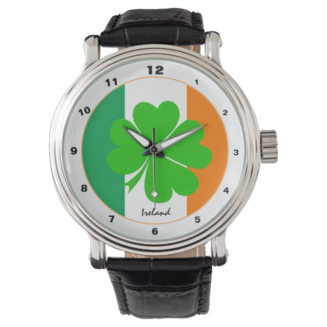 Irish Flag & Ireland trendy fashion / Shamrock Watch (Front)