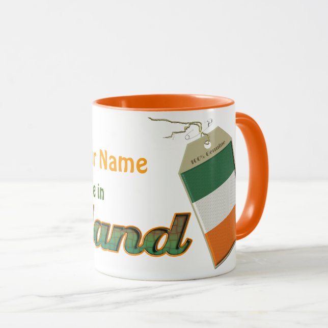 Irish Flag Label Personalise it! Mug (Front Right)