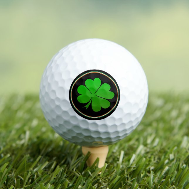 Irish Flag, Lucky Clover, Golfing Ireland St Paddy Golf Balls (Insitu Tee)