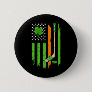 Irish Flag Lucky Shamrock Hockey Lover St Patricks 6 Cm Round Badge