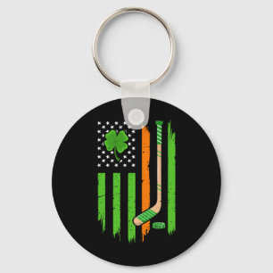 Irish Flag Lucky Shamrock Hockey Lover St Patricks Key Ring