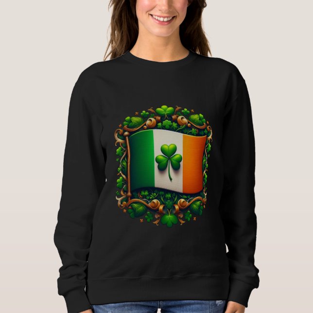 Irish Flag & Lucky Shamrock - St. Patrick's Day  Sweatshirt (Front)