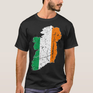 Irish Flag Map Souvenir Distressed Ireland Adults  T-Shirt