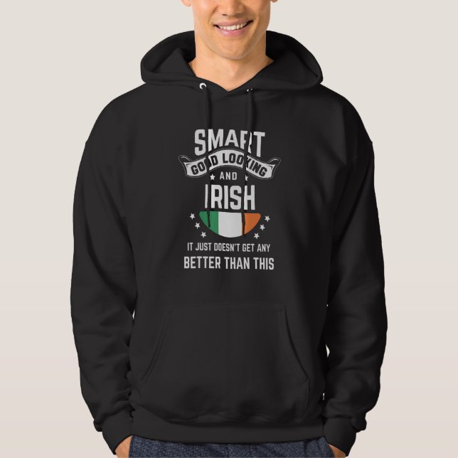 Irish Flag Native Pride  Ireland Irish Roots Hoodie (Front)