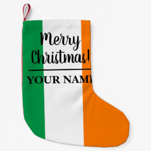 Irish flag of Ireland personalised name Holiday Small Christmas Stocking