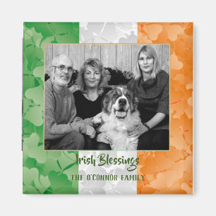 Irish flag of shamrocks and blessings keepsake mag magnet