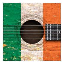 Irish Flag on Old Acoustic Guitar