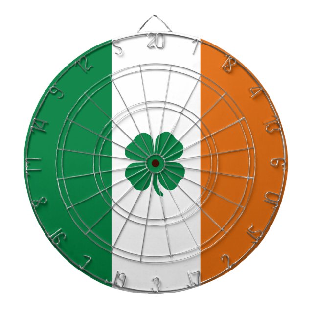 Irish Flag Patriotic Ireland Flag Four Leaf Clover Dartboard (Front)