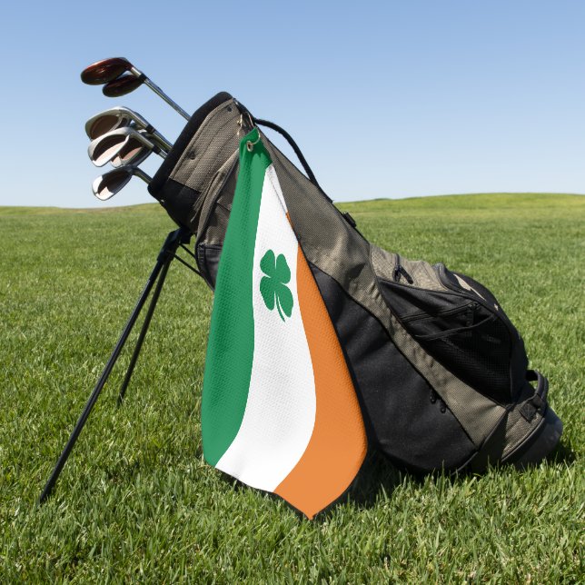 Irish Flag Patriotic Ireland Flag Lucky Clover Golf Towel (Green)