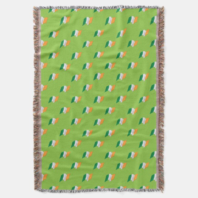 Irish Flag Pattern Throw Blanket (Front Vertical)