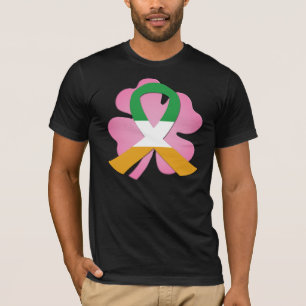 Irish Flag Ribbon Breast Cancer T-Shirt
