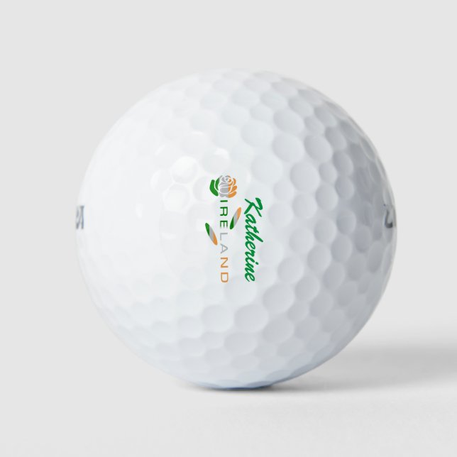 Irish Flag Rose Personalised Golf Balls (Front)