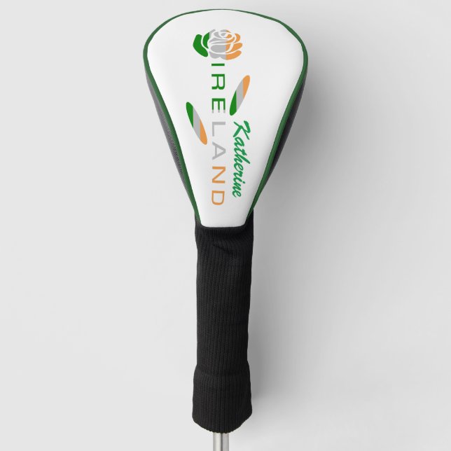 Irish Flag Rose Personalised Golf Head Cover (Front)